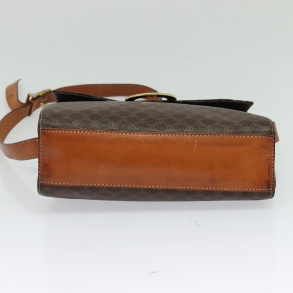 CELINE Macadam Canvas Circle Shoulder Bag PVC Leather Brown Gold Auth MX459 - Picture 6 of 16